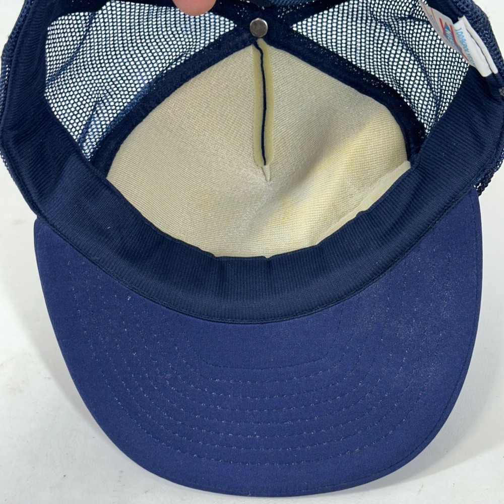 Vintage De Coster Egg Farms Massey MD Trucker Hat Navy Blue Snapback Mesh Nissin - Picture 6 of 8